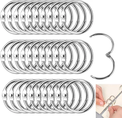 Produktbild von Buchringe, 120 Stück Ringbinder, 22mm Binder Ringe, Metall Buchbinderinge Loseblatt Verbinder für Scrapbook, Album, Memo-Ablage, Handwerk, Schlüsselringe (Silber)