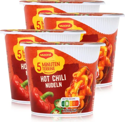 Produktbild von Maggi 5 Minuten Terrine Hot Chili Nudeln 59g (4er Pack)