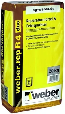 Produktbild von weber.rep R4 duo Reparaturmörtel & Feinspachtel Zementgrau, 20 kg