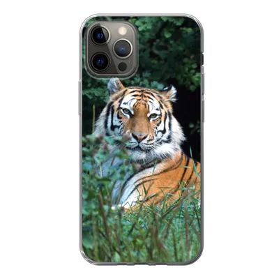 Produktbild von MuchoWow® Handyhülle Schutzhülle Hülle für iPhone 13 Pro Tiger - Gras - Grün Silikon Softcase Handy Hülle - Handy-Tasche