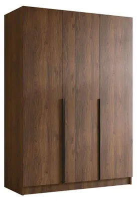 Produktbild von MIRJAN24 Kleiderschrank Calia I, Schlafzimmer, Drehtürenschrank, mit Kleiderstange, Modern, Garderobenschrank, Metallgriffe (Farbe: Nuss Warmia + Schwarz)