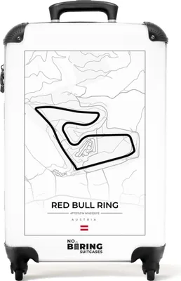 Produktbild von NoBoringSuitcases.com® Koffer Handgepäck Trolley Rollkoffer Kleine Reisekoffer mit 4 Rollen - Rennstrecke - F1 - Red Bull Ring - Weiß - Österreich - Cabin Size < 55x40x23 cm & 55x40x20 cm - Fotokoffer - Kabinenkoffer - BoardgepäckHandgepäck Koffer 55x35x20 cm, 36L,