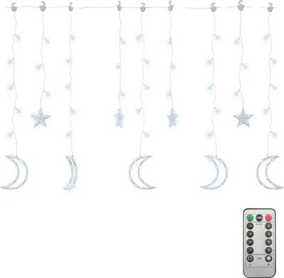 Produktbild von vidaXL Lichterketten Stern und Mond Fernbedienung 345 LED Kaltweiß