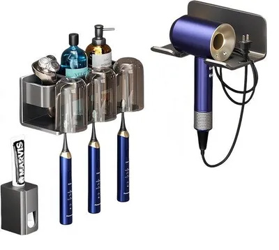 Produktbild von Badezimmer Halter Set dunkelgrau 3-teilig