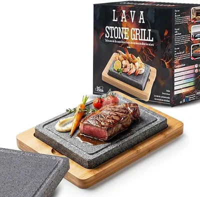Imagen del producto de Juego de piedras volcánicas para carne, 2 unidades, 21,49 x 16,48 cm