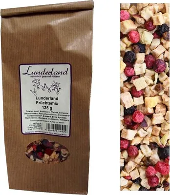 Produktbild von Lunderland Früchtemix 125g mit Apfel, Sanddornbeere, Pflaume, Brombeere, Erdbeere etc.