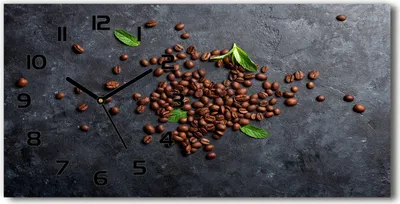 Produktbild von Wanduhr aus Glas – 60x30 cm - Glasbild - Glasuhr - Gehärtetes Glas - schwarze-zeiger - Kaffeebohnen