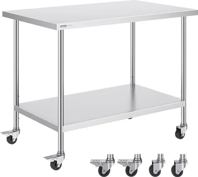 Zdjęcie produktu dla Stół gastronomiczny nierdzewny 76x122cm na kółkach z półką mobilny bar