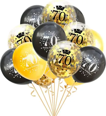 Produktbild von Oblique Unique Konfetti Luftballon Set Zahl 70 Geburtstag Happy Birthday 15 Ballons Jubiläum Party Deko Ballons