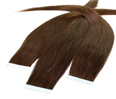 Produktbild von hair2heart Tape Extensions Echthaar Glatt - 10 Tapes 2.5g 60cm Braun