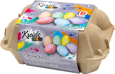 Obrázok produktu pre KREIDESPASS Kriedové vajíčka v 6-dielnom balení – farebné kriedy na kreslenie na chodníku v obale v tvare vajíčka