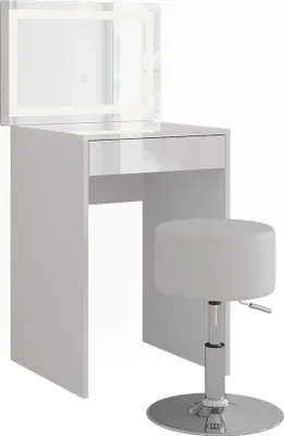 Produktbild von Schminktisch Vicco Sherry Weiß/Weiß Hochglanz 51.4 cm mit LED-Spiegel und Hocker, Model 57673