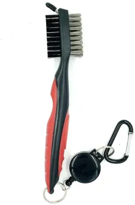 Produktbild von Golfreiniger 3-in-1 mit Nylon- und Stahlwoll-Borstel, 60 cm Länge, teleskopische Karabinerhaaken, effiziente Reinigung, doppelseitig, nylon und Stahlwolle
