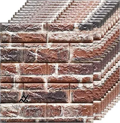 Image de Panneau mural autocollant 3D aspect pierre, 35 x 38,5 cm, rouge