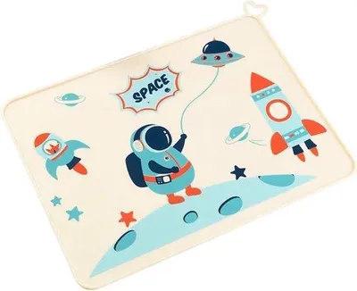 Produktbild von Kinderplacemat, siliconen tafelmat, antislip, ruimtemotief, beige, klein