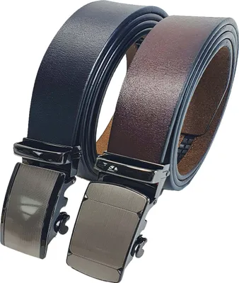 Produktbild von Herrengürtel - Automatikgürtel - Echtleder mit Automatikschnalle - Hosengürtel 2-teilig – 120 / Schwarz und Braun