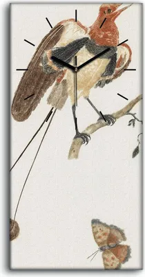 Produktbild von Dekor Leinwand Uhr Wandbilder 30x60 Zeichnung Tier Vogel Zweig Schmetterling - schwarze Hände