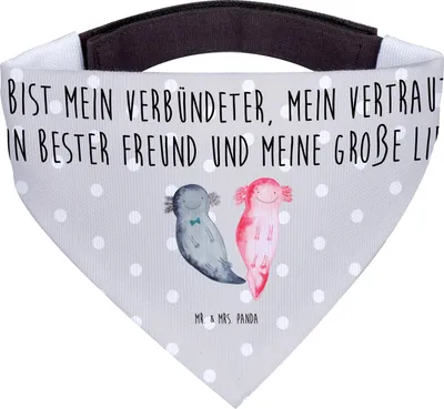 Produktbild von Mr. & Mrs. Panda Hundehalstuch Axolotl Freundin - Grau Pastell - Geschenk, Freund, Valentinstag, Halstuch Hund, Hunde, Hals Tuch, Bandana, Liebe, Dreieckstuch