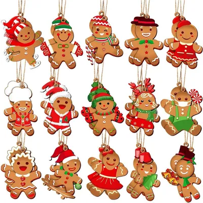 Productafbeelding van Kerst lebkuchenmann decoratie - Set van 30 - Kerstversiering - Hanger Kerstmis - Kerstboomversiering set