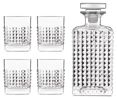 Image de Mixology Whiskey Set 5pcs Carafe 75cl - 4x Gobelet D.o.f. 38cl - Billiet - Bormioli