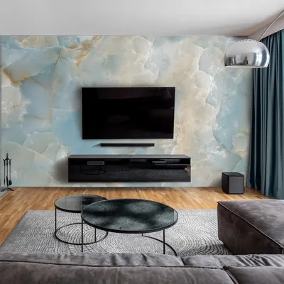 Produktbild von dedeco Wohnzimmerrückwand TV-Wand Wandpaneel Wohnrückwand Rückwand Tapetenersatz, Motiv: Marmor V8, 300 x 150 x 0,5cm, Nano-Protect: matt, wasserfest, robust, als Wandverkleidung aus Hartschaum PVC