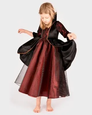 Produktbild von Den Goda Fen Kostümkleid Vampirkönigin Deluxe 110-116 schwarz rot