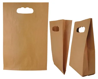 Papiergeschenktüten, 50 Stück, braun, 22x32x8 cm, mit Griff