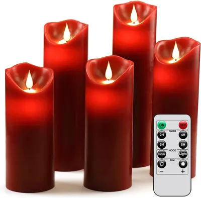 Immagine prodotto di Candele a LED, senza fiamma, con autonomia di 250 ore, set di 5 candele decorative. Fiamme a LED realisticamente tremolanti