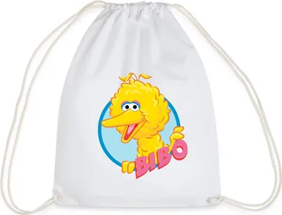 Produktbild von Spreadshirt Sesamstraße Bibo Portrait Turnbeutel, One size, Weiß