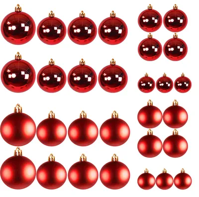 Image de 30 pcs. boules de Noël / boules de Noël rouge Ø 4/5/6/7cm