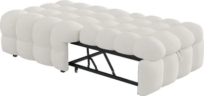 Produktbild von Fußhocker Sofa-Bett 2-in-1 Teddy-Fleece Gepolstert Klappbar 183 x 76 x 42 cm Beige