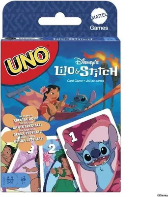 Immagine prodotto di Gioco di carte UNO Disney Lilo & Stitch, Mattel Games, gioco per famiglie, dai 7 anni in su