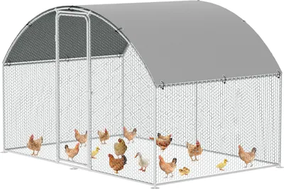 Obrázek produktu pro Jayseuw 3x2x2m kurník s kopulovitou střechou výběh pro zvířata volný výběh pro zvířata s PE stínící střechou, pozinkovaný ocelový rám, vnější plot Používá se pro kuřata, drůbežárny, malá zvířata