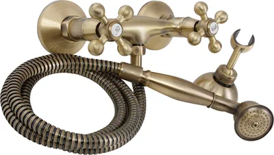 Produktbild von BADLAND Komplette Set Brausearmatur Wasserhahn STILO Brausebatterie für Badezimmer in Antik Messing