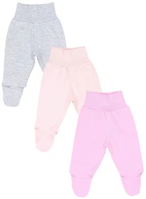 Produktbild von TupTam Baby Mädchen Strampelhose Hose mit Fuß 3er Pack, Farbe: Rosa Grau Pink, Größe: 86