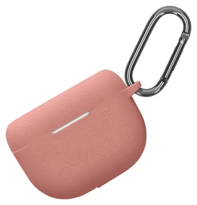 Produktbild von kwmobile Silikon Case für Jabra Elite 8 Active Hülle - Kopfhörer Schutzhülle mit Karabiner - Geprägtes Muster Dark Rose