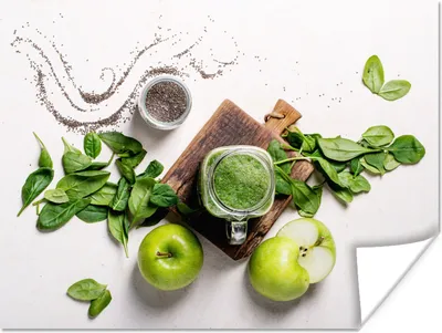 Produktbild von MuchoWow® Poster Kräuter - Apfel - Smoothie 160x120 cm - Foto Plakat