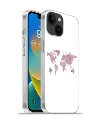 Produktbild von MuchoWow® Handyhülle Schutzhülle Hülle für Apple iPhone 14 - Softcase Weltkarte - Rosa - Flugzeug Silikon Softcase Handy Hülle - Mobiltelefonhülle