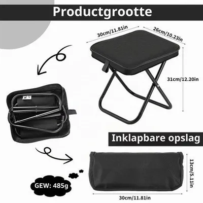 Produktbild von Faltbarer Campinghocker, groß, tragbar, leichter und stabiler Klapphocker, Campinghocker mit vergrößerter Sitzfläche, Outdoor-Hocker bis 120 kg, für Camping, Angeln, Picknick, Reisen (Schwarz)