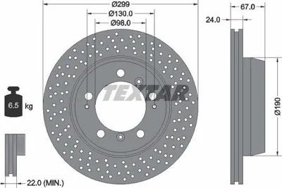 Obrázek produktu pro 2x brzdový kotouč TEXTAR 92176705 pro PORSCHE 911 (996) BOXSTER (986) 911 (997)