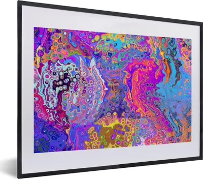 Produktbild von MuchoWow® MuchoWow® Gerahmtes Poster Kunst - Formen - Farbe - Psychedelisch 40x30 cm - Poster mit zchwarzem Bilderrahmen - Bilderrahmen - Poster im Rahmen