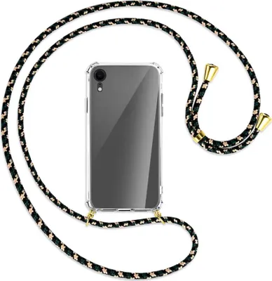 Produktbild von Handykette Backcover-Schutzhülle mit Band (Metall goldfarben) für Apple iPhone XR - camouflage