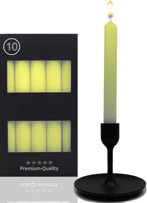 Produktbild von 10er Set Tafelkerzen Stabkerzen Grün 18,5cm Kerze 7,5 Std Brenndauer