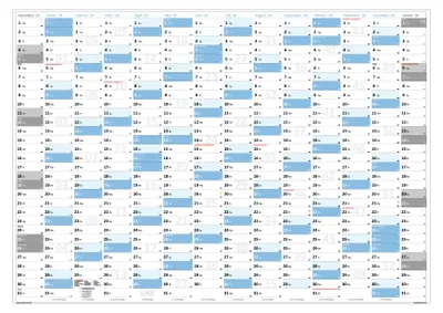 Produktbild von Gerollt XL Wandkalender Wandplaner 2028 (blau2) - DIN A1 Format mit 14 Monaten Feiertage aller Bundesländer