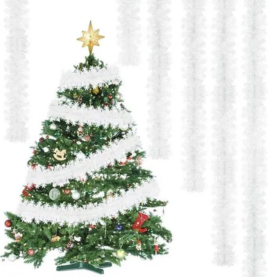 Productafbeelding van Famanu kerstguirlande, 5 x 2 meter, met witte sneeuwvlokken - decoratie voor binnen en buiten