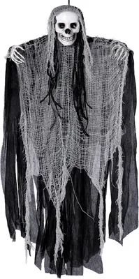 Productafbeelding van Halloween-decoraties - 89 cm hangende maaiers - Vliegend spookskelet - Ideaal voor spookhuis binnen en buiten