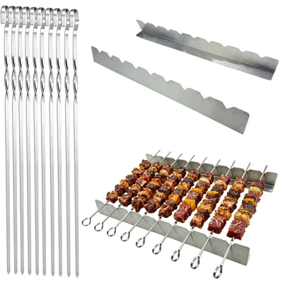 Image de Brochettes de 40 cm, lot de 30, en acier inoxydable, pour barbecue
