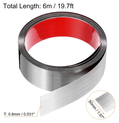 Produktbild von 6m x 50mm Zierleisten Selbstklebend, Wandleisten zum Aufkleben und Anbringen von Rahmen, Edelstahlleiste mit gebš¹rstetem Finish fš¹r Wand, Decke, Schrank, Fliesenkante, Silber