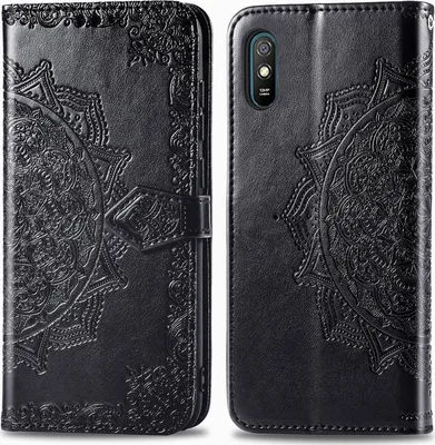 Produktbild von Mobigear Mandala Xiaomi Redmi 9A Hülle Klapphülle Geldbörse - Schwarz