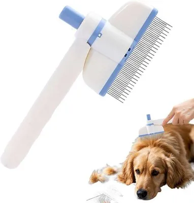 Produktbild von Haarbürste für Haustiere – Pflegebürste – Fellpflege – Selbstreinigungsfunktion – 18 x 9 cm – Grau